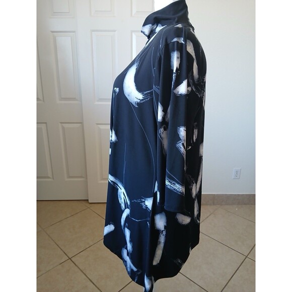 Grace The Perfect Fit Womens Blouse Tunic 2X Black Mock Neck 3/4 Sleeve - Picture 5 of 15